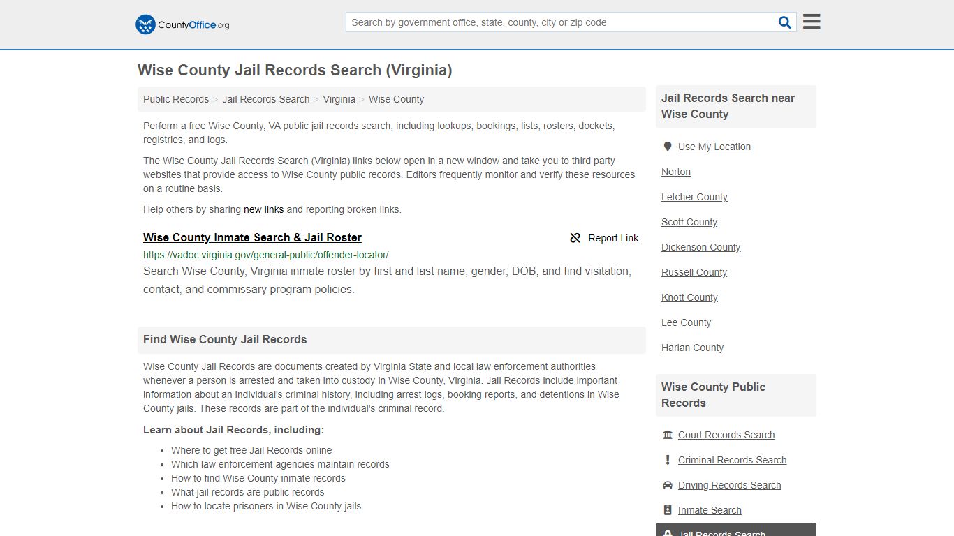 Jail Records Search - Wise County, VA (Jail Rosters & Records)