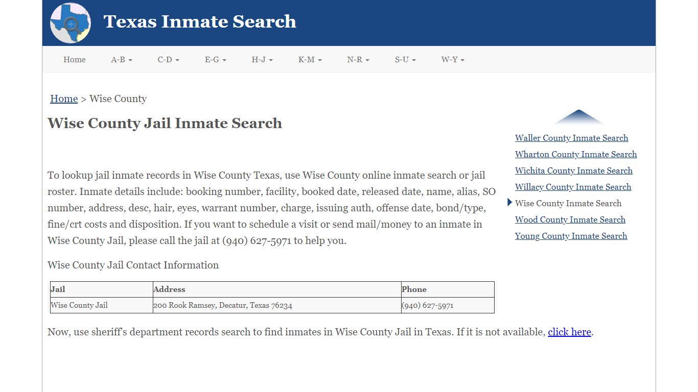Wise County Jail Inmate Search